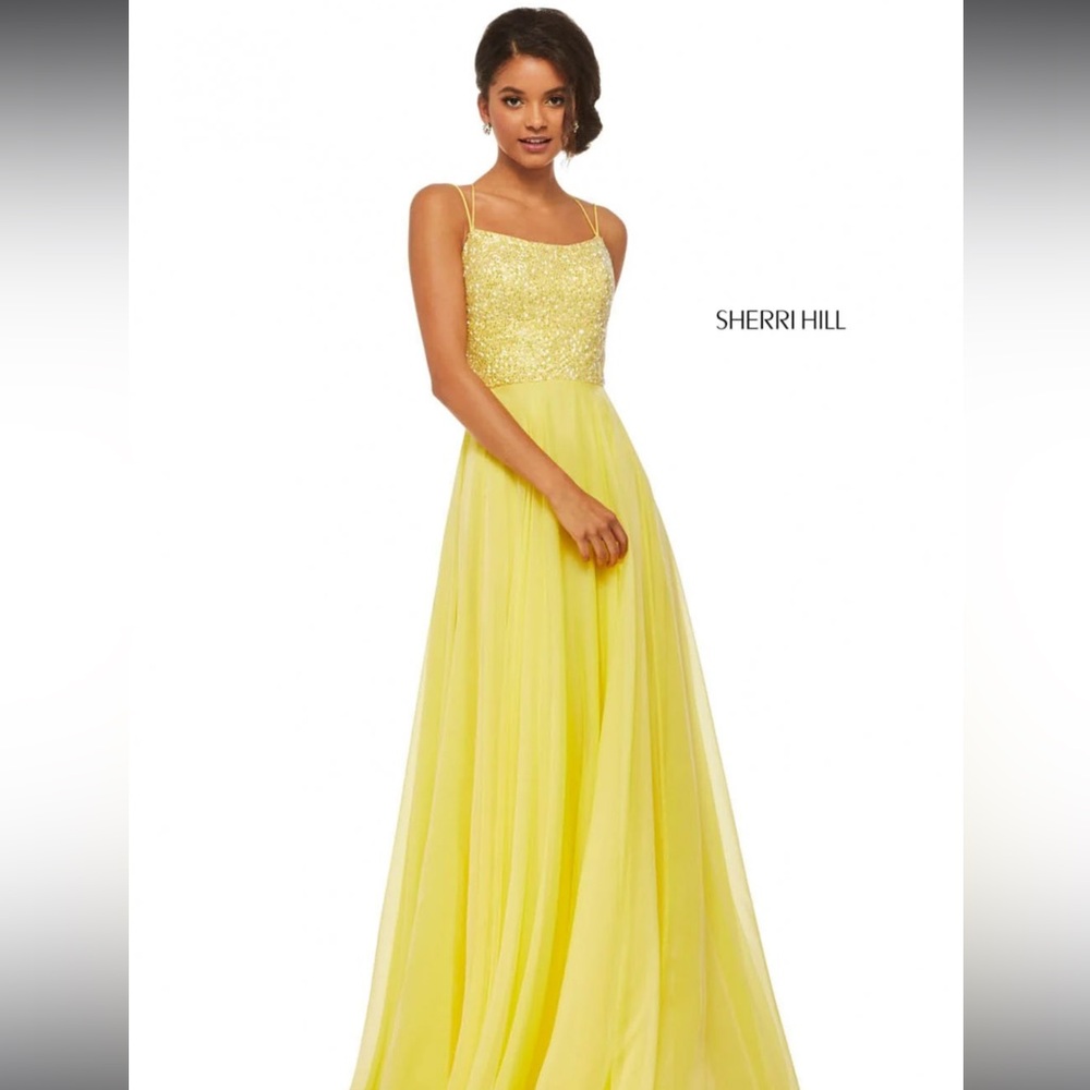 Sherri Hill Yellow Designer Dress